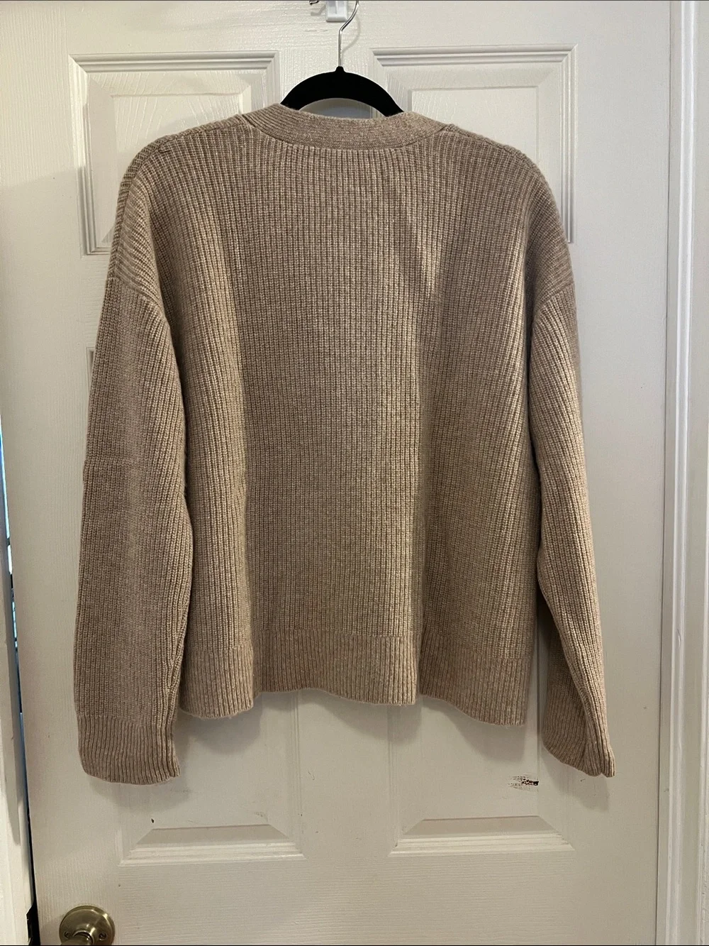 Quince Mongolian Cashmere Oversized Boyfriend Cardigan Sweater, Oatmeal, Small
